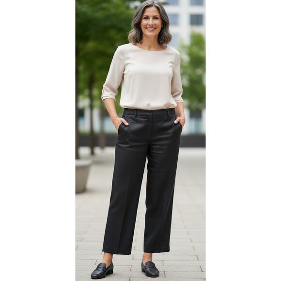 J. Crew Women 10 Black Flat Front Drapey Cupro Blend Trousers Dress Pants NWT - Picture 1 of 8